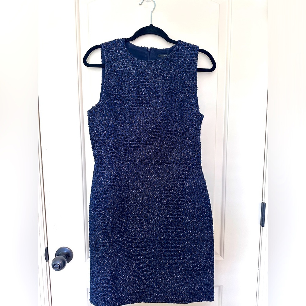 ANN TAYLOR navy blue/glitter blazer and skirt set